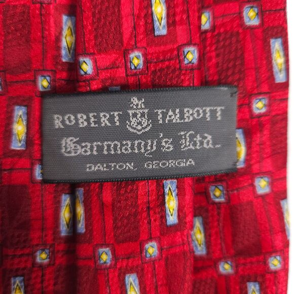 Robert Talbott Red Geometric Silk Tie 4" x 59" Made In USA - Picture 1 of 6